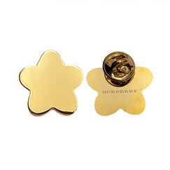 Burberry Golden Brass Flower Shape Lapel Pin Brooch