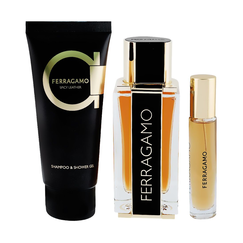 Salvatore Ferragamo Ferragamo Spicy Leather For Men Set Parfum 100ml + Parfum 15ml + Shampoo & Shower Gel 100ml