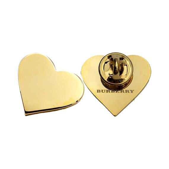 Burberry Golden Brass Heart Shape Lapel Pin Brooch