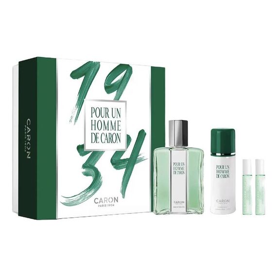 Caron Pour Un Homme de Caron Eau de Toilette 75ml + Deodorant Spray 50ml + (Le Matin Eau de Toilette + Le Soir Eau de Parfum) 2 X 5ml