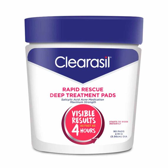 Clearasil Rapid Rescue Deep Face Treatment Pads - 90ct