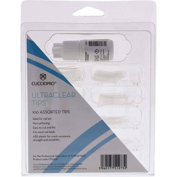 Cuccio Pro Pro Ultra Clear Tips For Women Acrylic Nails 100pcs