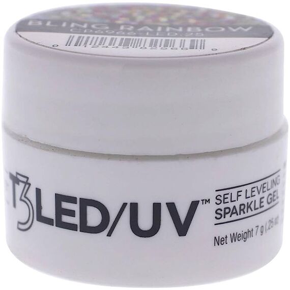 Cuccio Pro T3 Self Leveling Sparkle Gel Bling Rainbow For Women Nail Gel 0.25oz