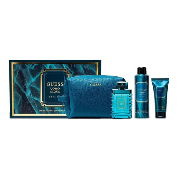 Guess Uomo Acqua For Men Eau de Toilette 100ml + Shower Gel 100ml + Body Spray 170g + Pouch, 2 image