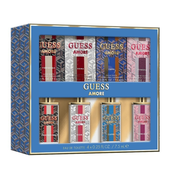 Guess Amore Mini Eau De Toilette (Venezia + Capri + Roma + Portofino) 4 X 7.5ml