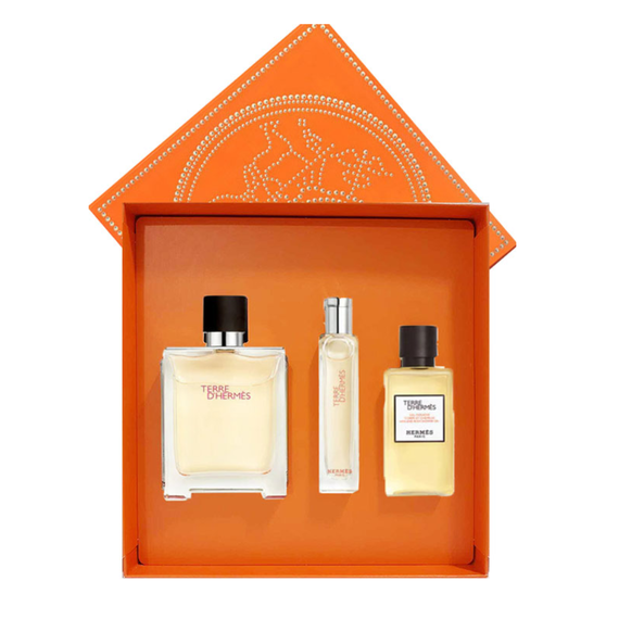 Hermes Terre D'hermes For Men Parfum 75ml + 15ml + Hair & Body Shower Gel 40ml, 2 image