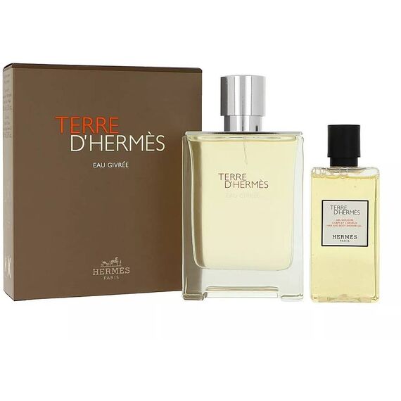 Hermes Terre D'hermes Eau Givree For Men Eau de Parfum 100ml Refillable + Hair & Body Shower Gel 80ml Travel  