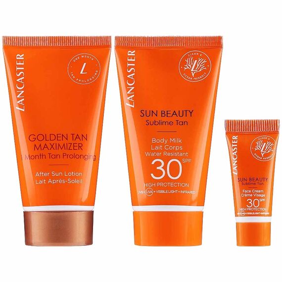 Lancaster For Women Sun  Beauty Sublime Tan Spf 30 Body Milk 50ml + Face Cream 3ml + Golden Tan Maximizer After Sun Lotion 50ml
