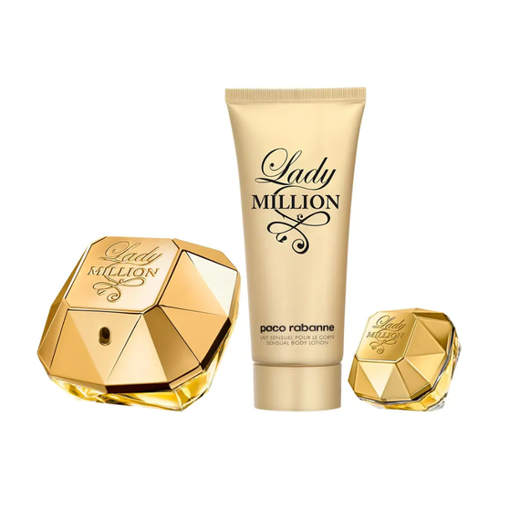 Paco Rabanne Lady Million For Women Eau De Parfum 80ml + 5ml + Body Lotion 100ml