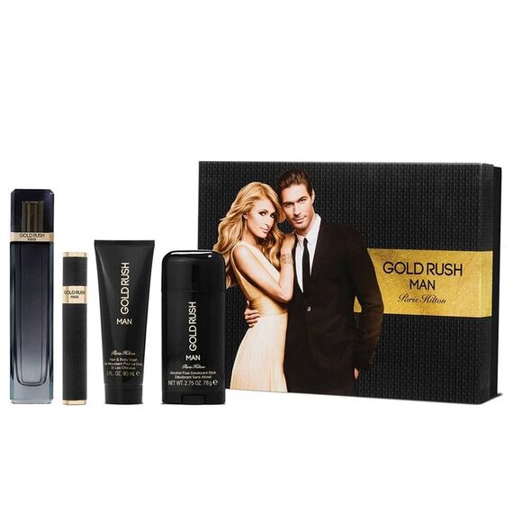 Paris Hilton Gold Rush Man For Men Eau De Toilette 100ml + 15ml + Hair & Bodywash 90ml + Deodorant Stick 78g