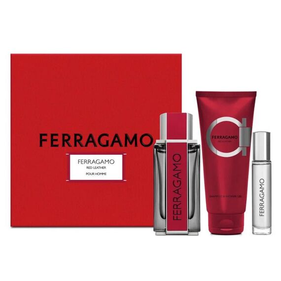 Salvatore Ferragamo Red Leather For Men Eau De Parfum 100ml + 10ml + Shampoo & Shower Gel 100ml