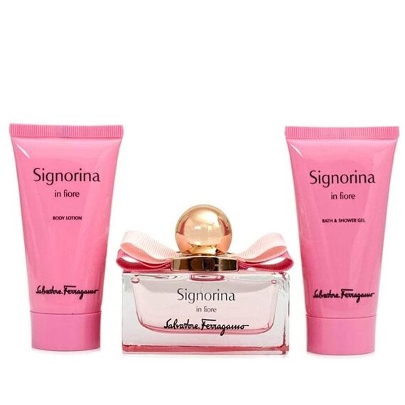 Salvatore Ferragamo Signorina In Fiore For Women Eau De Toilette 50ml + Body Lotion 50ml + Bath & Shower Gel 50ml Travel  