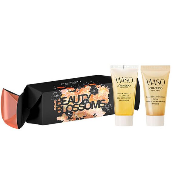 Shiseido Beauty Blossoms Waso Clear Mega Hydrating-Cream Quick Gentle Cleanser For Women Face Kit 30ml + 30ml