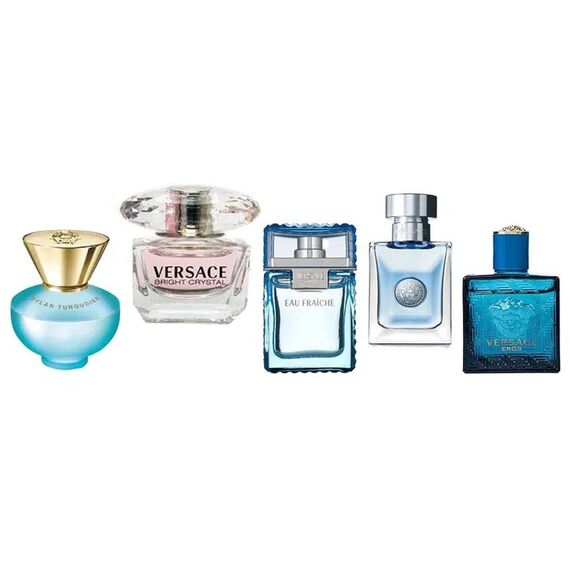 Versace Eau De Toilette 5X5ml (Bright Crystal Women + Pour Femme Dylan Turquoise +  Eros Men + Man Eau Fraiche + Pour Homme), 2 image