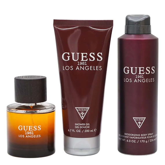 Guess 1981 Los Angeles For Men Set Eau De Toilette 100ml + Shower Gel 200ml + 226ml Body Spray