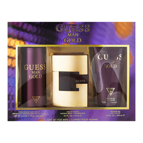 Guess Gold For Men Set Eau De Toilette 75ml + Shower Gel 200ml + Body Spray 226ml (New Pack)