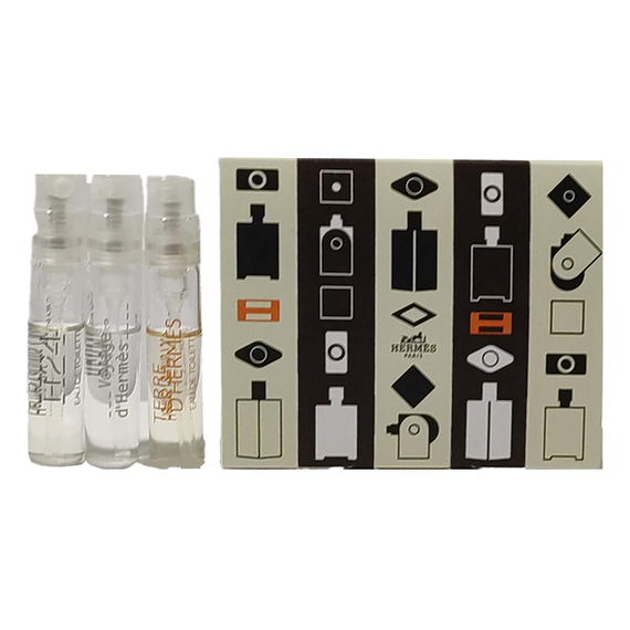 Hermes Eau De Toilette 3 X 2ml (H24 + Terre D'Hermes + Voyage D'Hermes) Vials