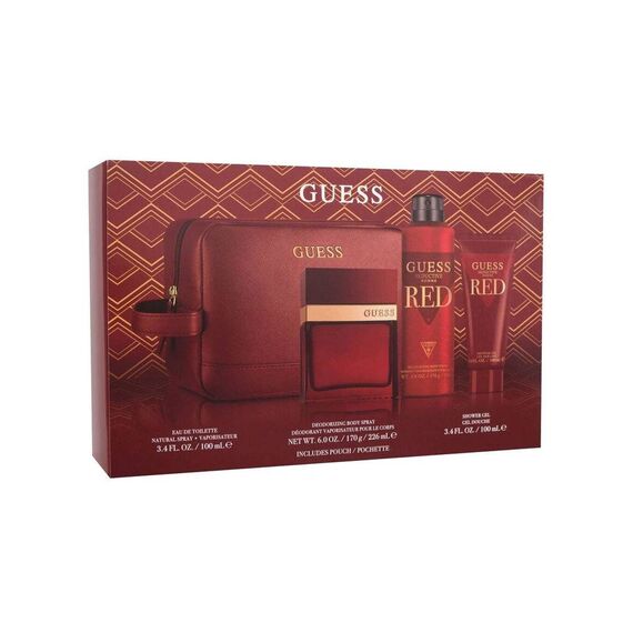 Guess Seductive Homme Red For Men Set Eau De Toilette 100ml + Body Spray 226ml + Shower Gel 100ml + Pouch